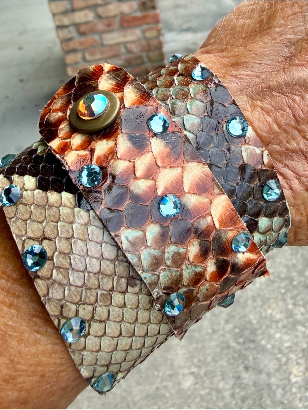 Python Wrap Bracelet w/ Blue Rhinestone Accents